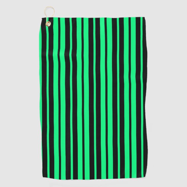 Serviette De Golf Design Motif de bandes vertes noires (Devant)