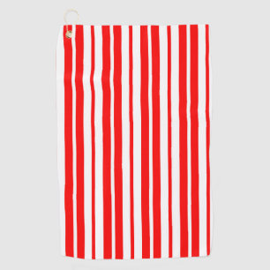 Serviette De Golf Design Motif de bandes verticales blanc rouge