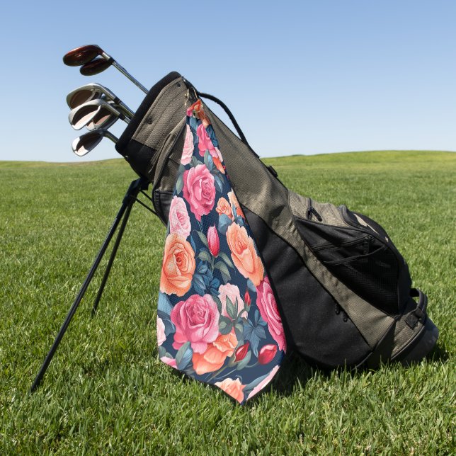 Serviette De Golf Design Motif Rose rouge rose orange (Vert)