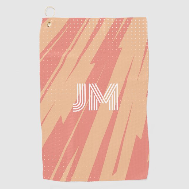 Serviette De Golf Design rétro abstrait rose et orange (Devant)