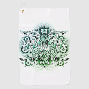 Serviette De Golf Design tribal teinte verte