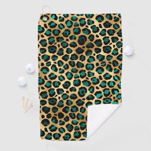 Serviette De Golf Design turquoise et Gold Leopard Series 14