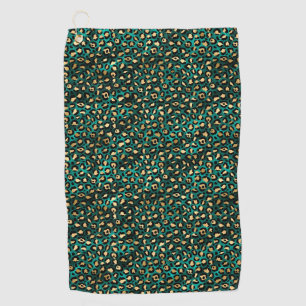 Serviette De Golf Design turquoise et Gold Leopard Series 3