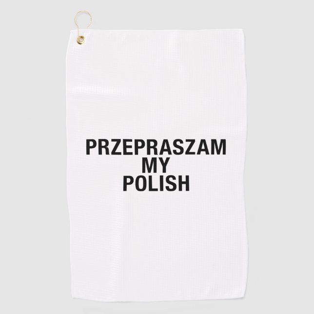 Serviette De Golf Désolé ma langue polonaise (Devant)