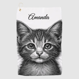 Serviette De Golf Dessin adorable de Jeune Chat Personnel