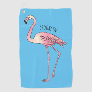 Serviette De Golf dessin animé d'oiseau Flamant rose