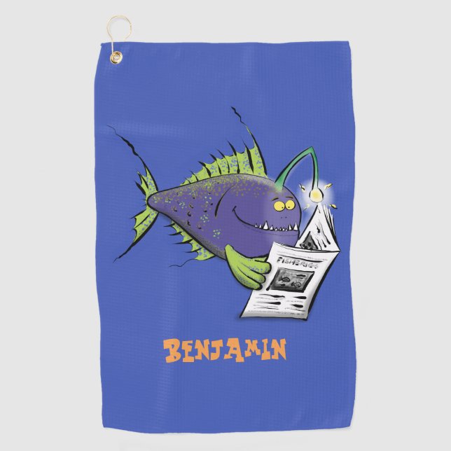 Serviette De Golf Dessin animé drôle de baudroie  (Devant)