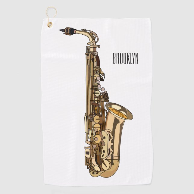 Serviette De Golf dessin animé saxophone (Devant)