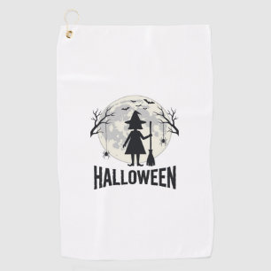 Serviette De Golf Dessin de gravure vintage de sorcière de Halloween