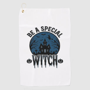 Serviette De Golf Dessin de gravure vintage Halloween sorcière spéci