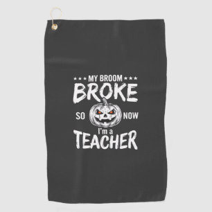 Serviette De Golf Dessin de professeur d'Halloween drôle balai cassé