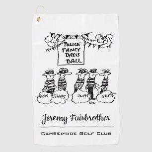 Serviette De Golf Dessin humoristique de bal costumé de la police br