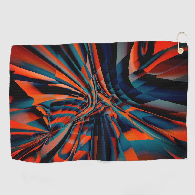 Serviette De Golf Dessin orange des carrés alignés sur une base tord (Horizontal)