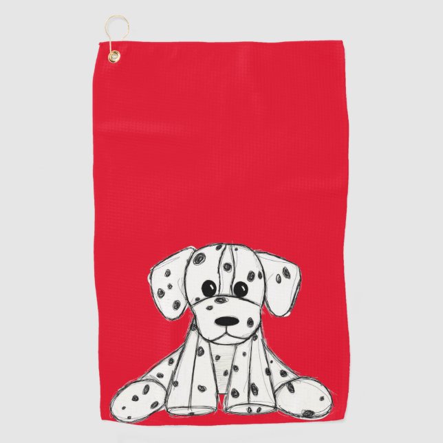 Serviette De Golf Dessin simple de contour de chien en peluche dalma (Devant)