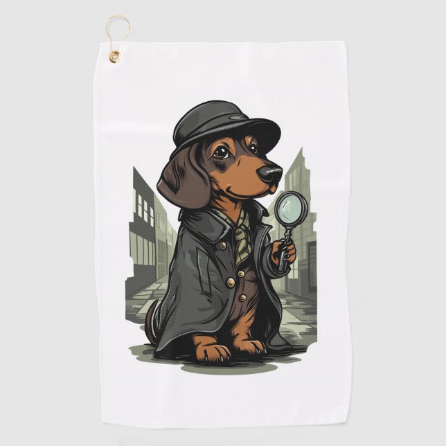 Serviette De Golf Détective Dachshund - Chien de résolution de mystè (Devant)