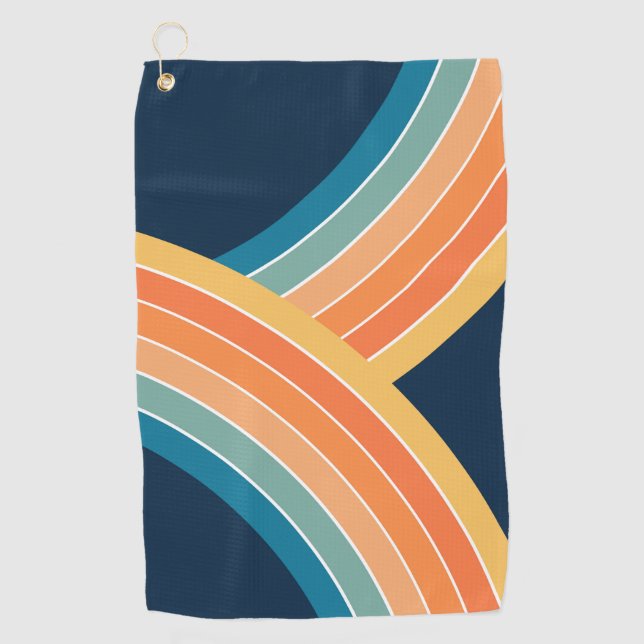 Serviette De Golf Deux couleurs rétro style arc-en-ciel (Devant)