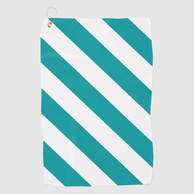 Serviette De Golf Diagonal Stripes: Turquoise (Devant)