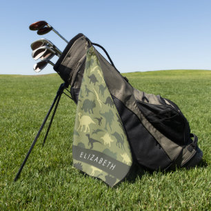 Serviette De Golf Dinosaure Motif, Dinosaur Silhouette, Votre Nom