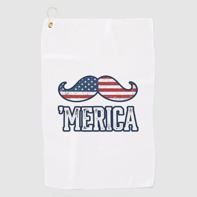 Serviette De Golf Distressed America Mustache Patriotic Vector Desig (Devant)
