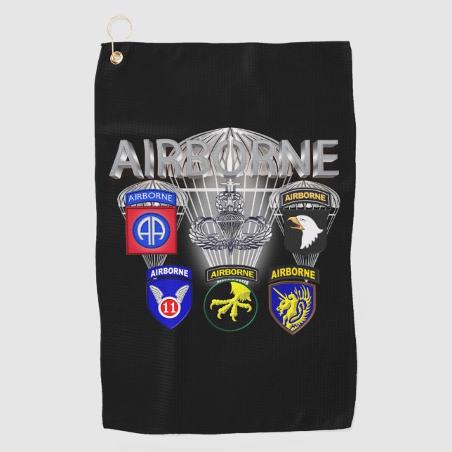 Serviette De Golf Divisions aéroportées de l'armée passées et présen (Devant)