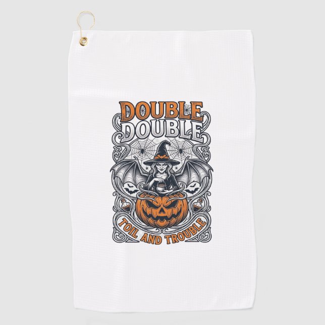 Serviette De Golf Double peine Malheur Sorcière Citrouille Halloween (Devant)