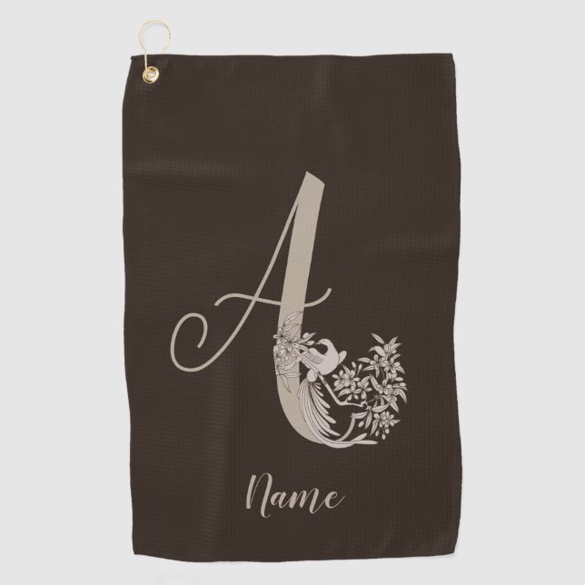 Serviette De Golf Dove Elegant Monogramme Initiale A Personnalisé (Devant)
