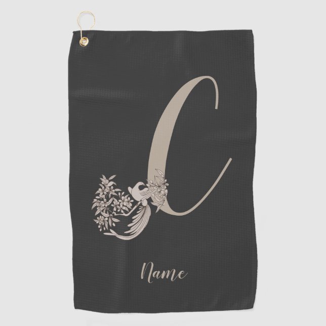 Serviette De Golf Dove Elegant Monogramme Initiale C Personnalisé (Devant)