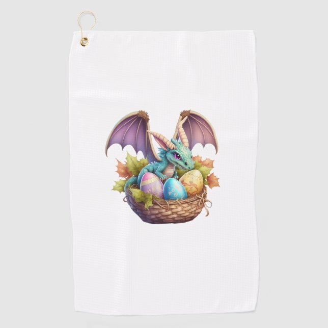 Serviette De Golf Dragon Easter Day Loves Collecting Easter Eggs Dra (Devant)