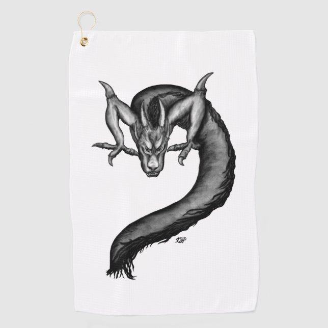 Serviette De Golf Dragon en style tatouage (Devant)