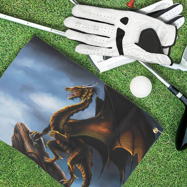 Serviette De Golf Dragon noir cuivre or (Créateur téléchargé)