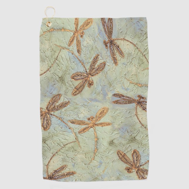 Serviette De Golf Dragonfly Dance Gold Golf Towel (Devant)