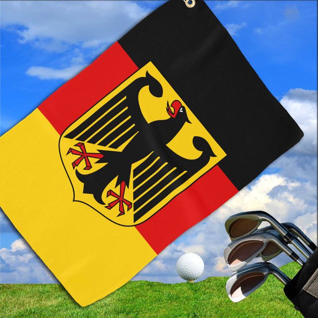 Serviette De Golf Drapeau allemand & Armoiries, supporters de Deutsc (Créateur téléchargé)