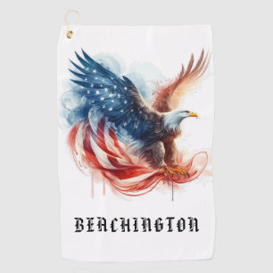 Serviette De Golf *~* Drapeau américain AP16 Bald EAGLE Golf Towel