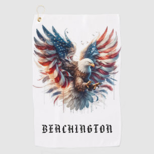 Serviette De Golf *~* Drapeau américain AP16 EAGLE chauve. USA Golf