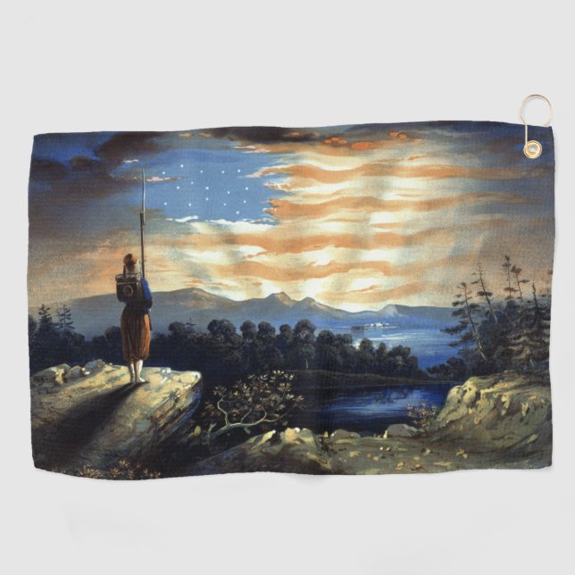 Serviette De Golf Drapeau américain céleste dans le ciel, Zouave Gue (Horizontal)
