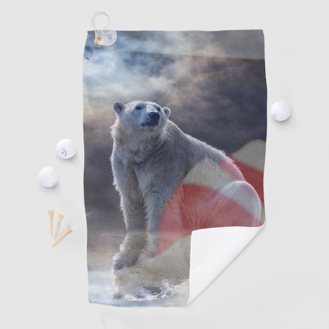 Serviette De Golf Drapeau américain de l'Ours polaire de l'Alaska (En situation)