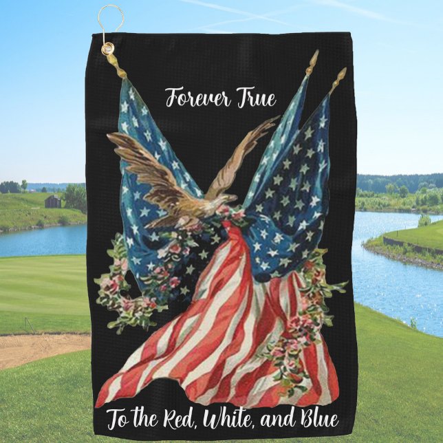 Serviette De Golf Drapeau américain patriotique et aigle Drapeau amé (Créateur téléchargé)