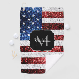 Serviette De Golf Drapeau américain rouge blanc brillant parties sci