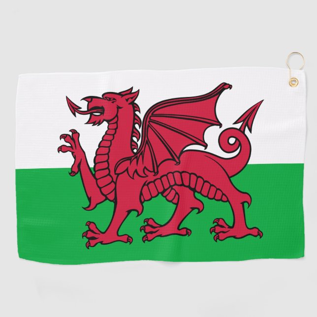 Serviette De Golf Drapeau celtique du Dragon rouge du Pays de Galles (Horizontal)