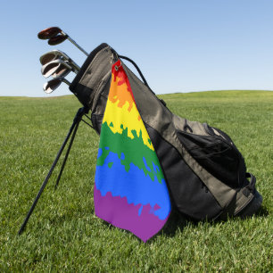 Serviette De Golf Drapeau de fierté gay arc-en-ciel mosaïque abstrai