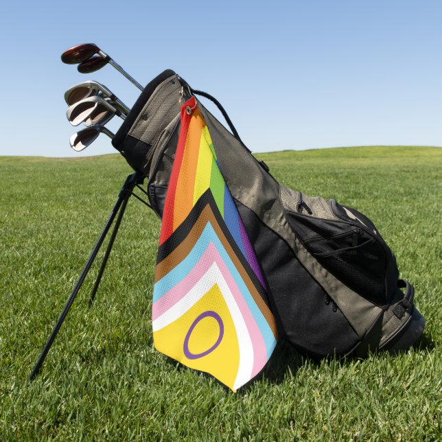 Serviette De Golf Drapeau de fierté intersexe de SlipperyJoe's fond  (Vert)