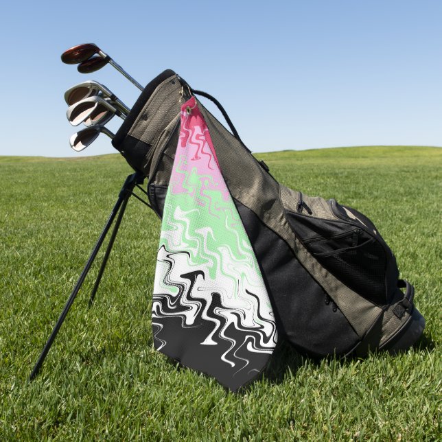 Serviette De Golf Drapeau de fierté récipromantique abstrait ondulé  (Vert)