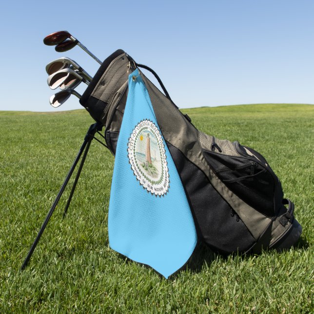 Serviette De Golf Drapeau de la ville de Virginia Beach (Virginia) (Vert)