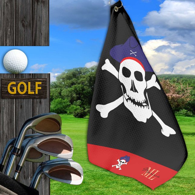 Serviette De Golf Drapeau de pirates & Capitaine Jack monogrammed Go (Créateur téléchargé)