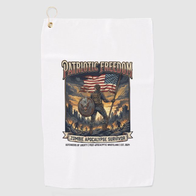 Serviette De Golf Drapeau de rouille patriotique Survivant Apocalyps (Devant)