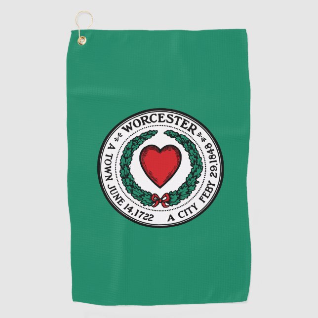 Serviette De Golf Drapeau de Worcester, Massachusetts  (Devant)