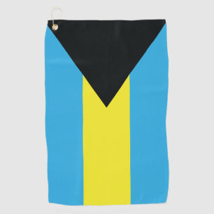 Serviette De Golf Drapeau des Bahamas en noir, or et Aquamarine