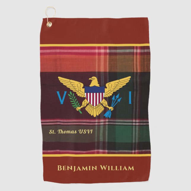 Serviette De Golf Drapeau des îles Vierges américaines St Thomas Mad (Devant)