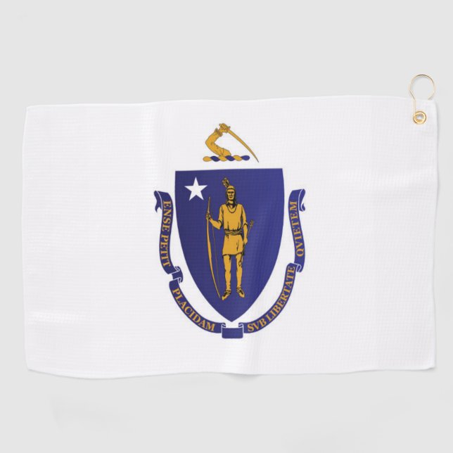 Serviette De Golf Drapeau d'État du Massachusetts, États-Unis (Horizontal)
