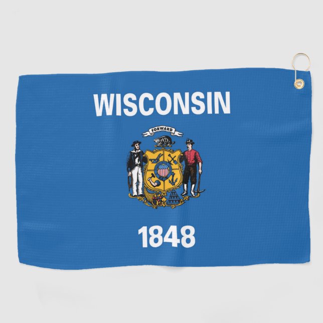 Serviette De Golf Drapeau d'État du Wisconsin, États-Unis (Horizontal)